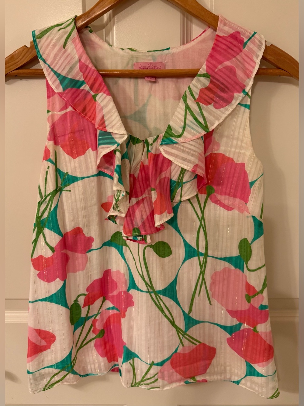 Lilly Pultizer Top Blouse XS Feminine Front Eyelet & Side Zipped Lined Mint